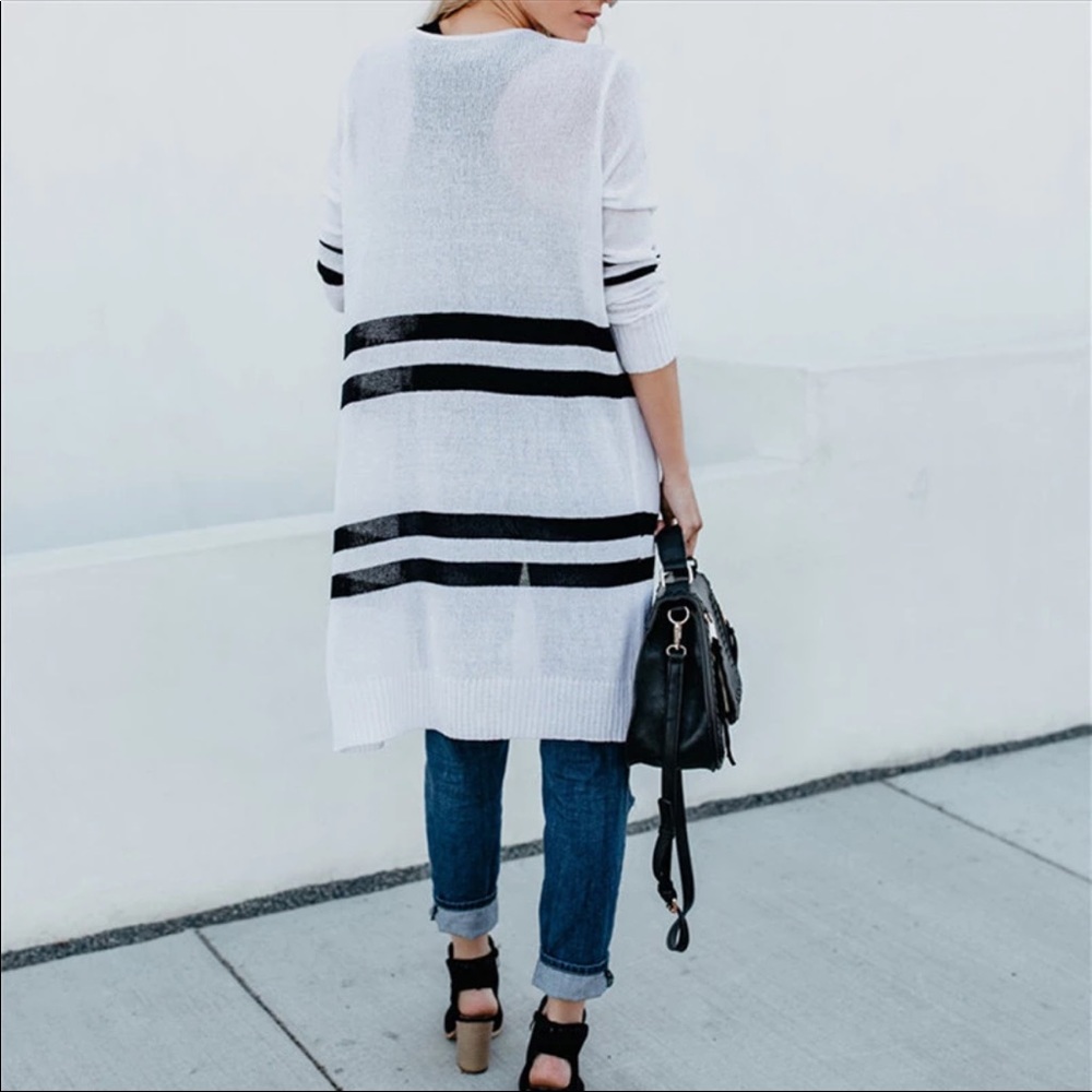 💝Classic Striped Longline Cardigan - Picture 3 of 5
